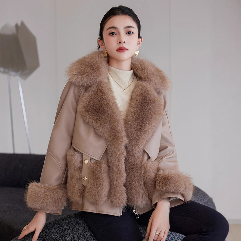 2025 New Mink Fur Women's Autumn and Winter Leather Thickeneded Fur One-Piece Jacket Pu Leather down Jacket 2025 New Mink Fur Women's Autumn and Winter Leather Thickeneded Fur One-Piece Jacket Pu Leather down Jacket