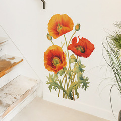 新款fun-e53彩繪花朵虞美人書房臥室客廳家居裝飾牆貼紙自粘