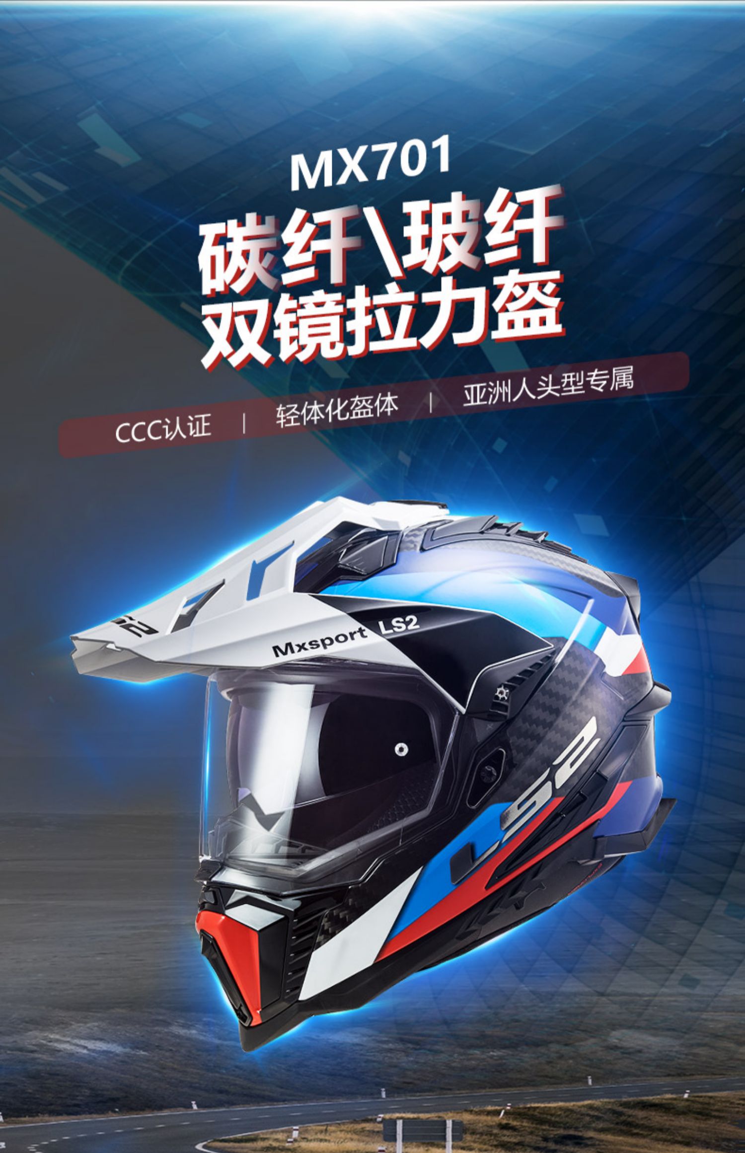 Carbon Fiber Off-Road Rally Motorcycle Helmet Anti-Fog Dual Lens