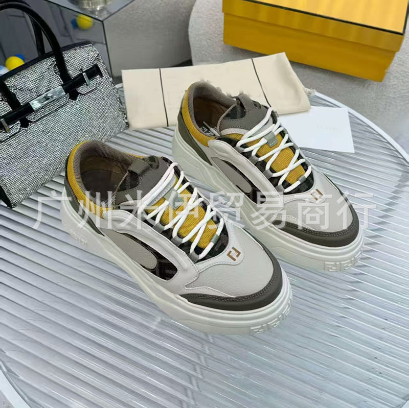 Guangzhou High-Quality Genuine Leather Couple Shoes 25 Men's Shoes Thick-Soled Men's Casual Skateboard Shoes Versatile Rest Sports Trendy Shoes