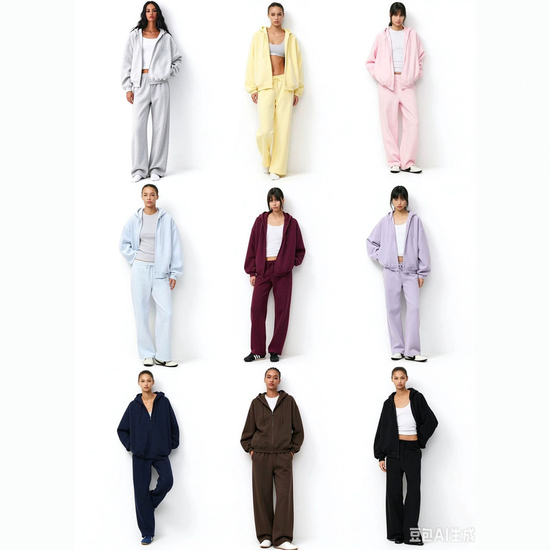 aritzia hooded cardigan with zipper, classic casual loose-fitting, slimming, simple sweatshirt and sweatpants set