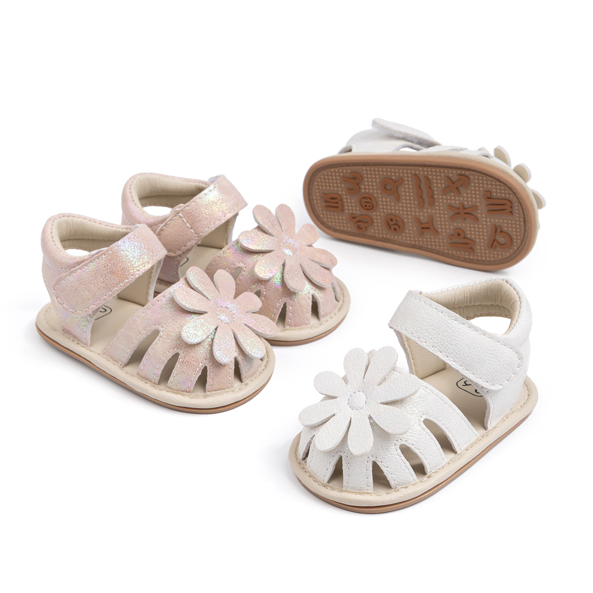 Laser flower baby girl sandals non-slip soft bottom toddler shoes trend wholesale 2025 new baby shoes