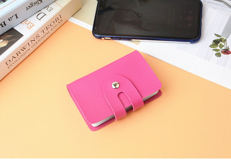 Card Holder Bags Type Unisex Solid Color Pu Leather Hidden Buckle Card Holders
