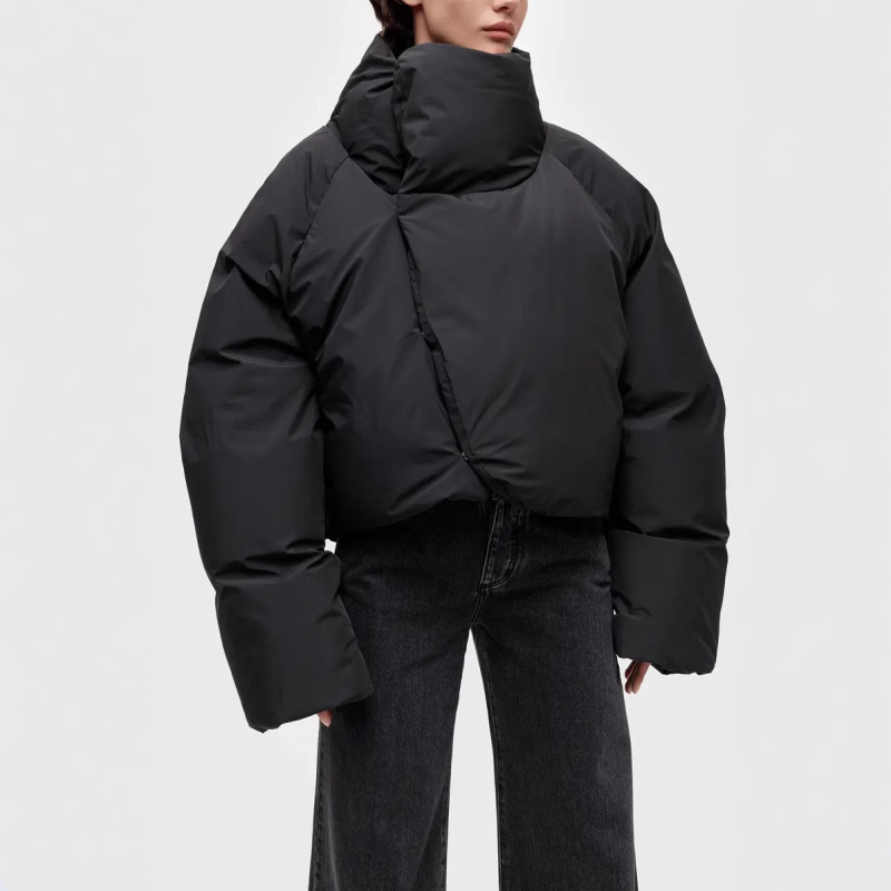 2025秋冬欧美外贸纯色时尚百搭面包大衣棉服外套女保暖棉衣|undefined