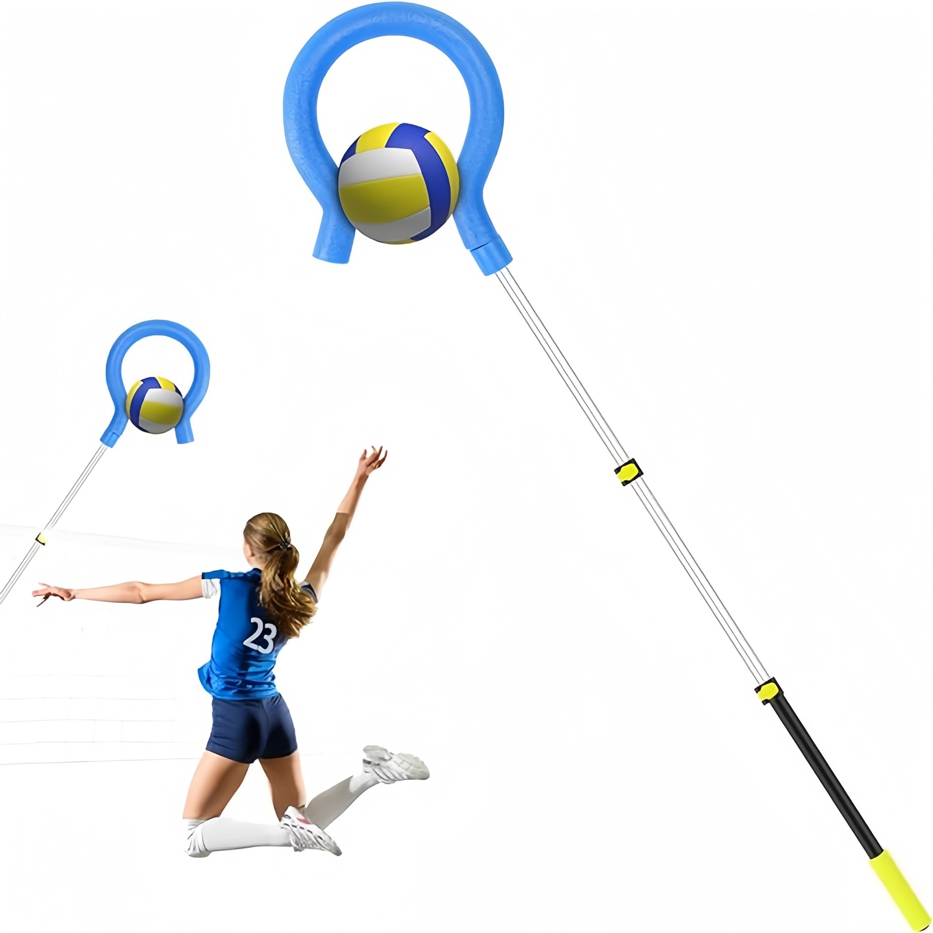 Volleyball Spike Trainer Practice Aid Ball Holder Serve Adjustable Training Question Mark Hook Volleyball Training Bounce