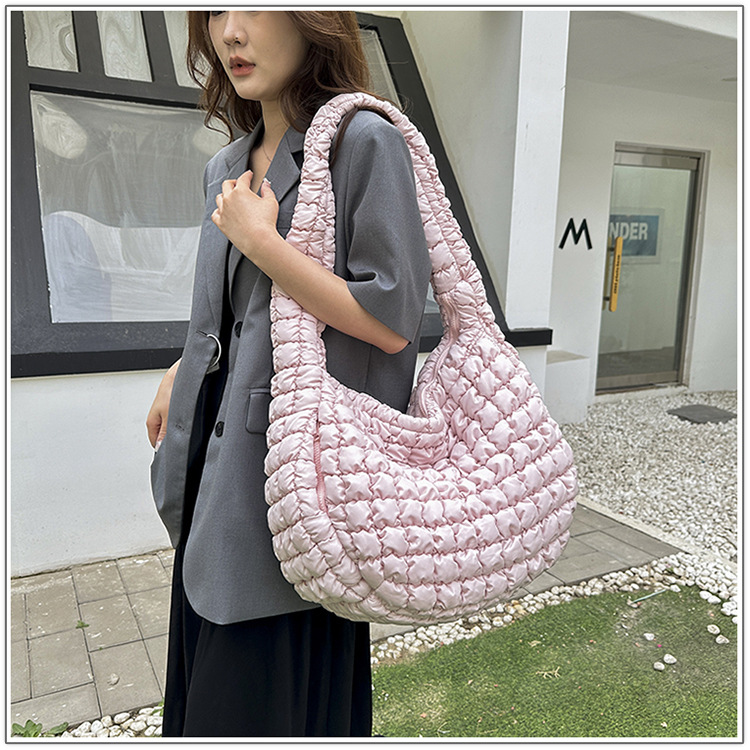Korean Cloud Bag, Women's Lazy Style Shoulder Bag Pleated Handbag Large Capacity Single Shoulder Casual Bag_voghion.com