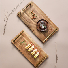 Nordic wooden tray home coffee dessert plate creative tea ceremony ornaments acacia wood handle steak sushi plate
