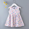 Summer skirt, small princess costume, beach dress, sleevless dress, floral print, 2024 years, children's clothing, A-line