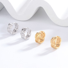 S925纯银莫比乌斯耳环女一对简约百搭交叉线条镂空耳圈气质感耳扣