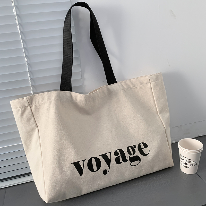 Blank Canvas Bag, Large Capacity, Simple Travel Letter-Print Yoga Universal Shoulder Bag, Ins-Style Tote, Student Book Bag for Men and Women Blank Canvas Bag, Large Capacity, Simple Travel Letter-Print Yoga Universal Shoulder Bag, Ins-Style Tote, Student Book Bag for Men and Women