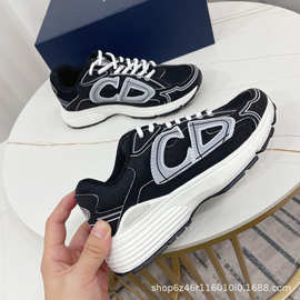 2025春夏新款字母老爹男女鞋网面透气跑步鞋百搭情侣休闲运动潮鞋