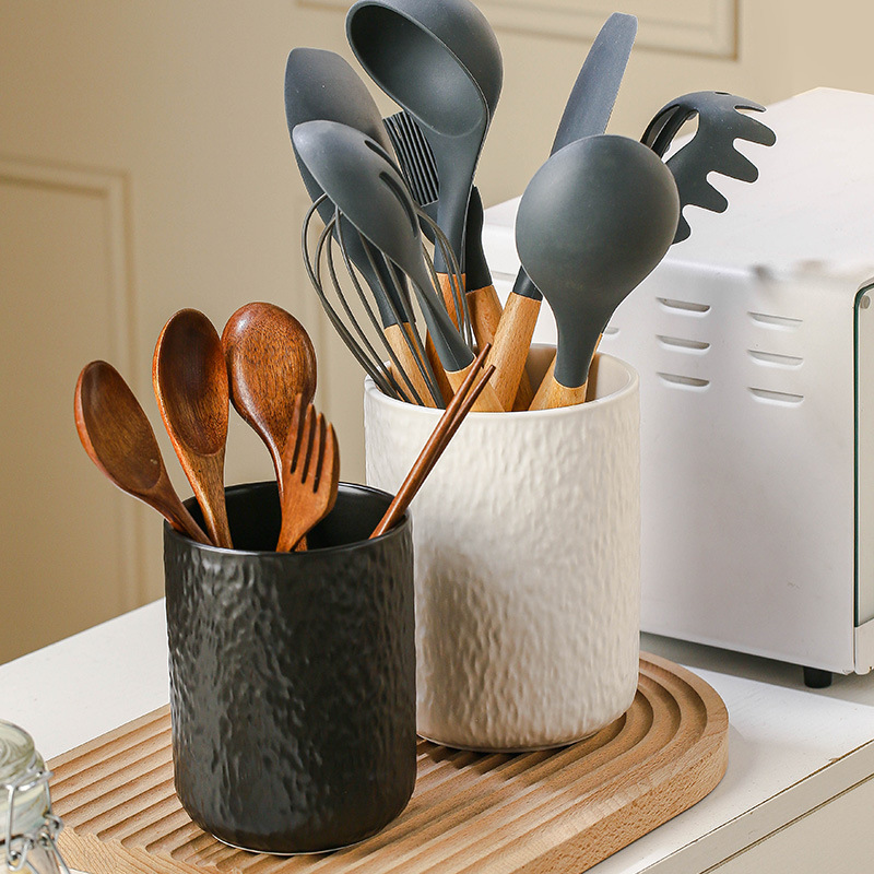 barril de almacenamiento de roca de cerámica para utensilios de cocina domésticos barril de almacenamiento de utensilios de cocina barril de almacenamiento de palillos barril de cocina barril de almacenamiento de palillos barril de cocina