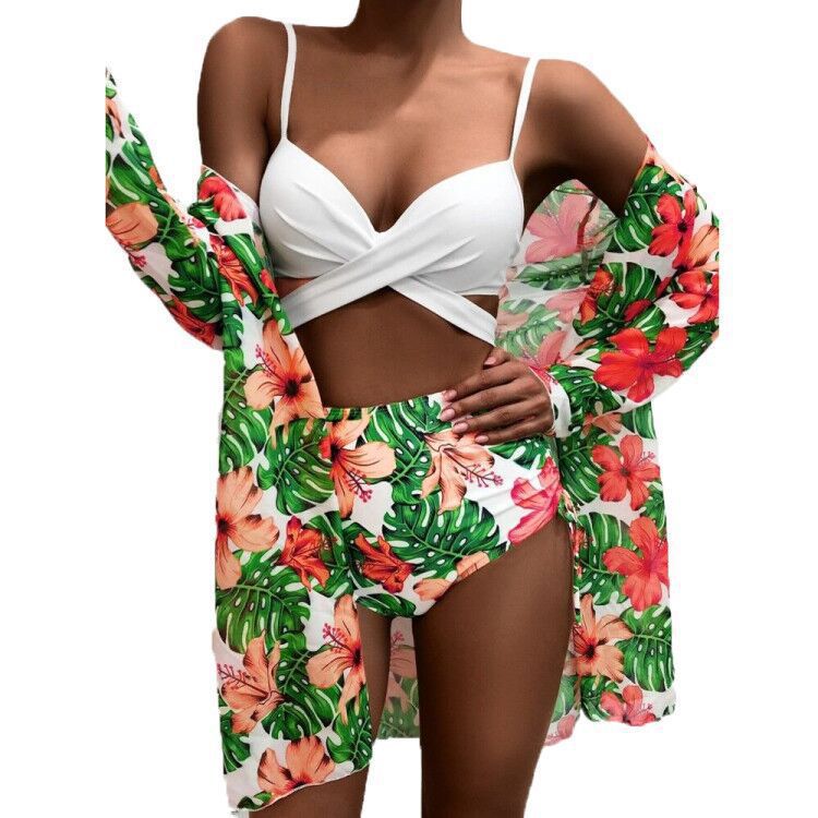 2022 new swimsuit Three Piece Bikini mesh split swimsuit women's Cross bikini_voghion.com
