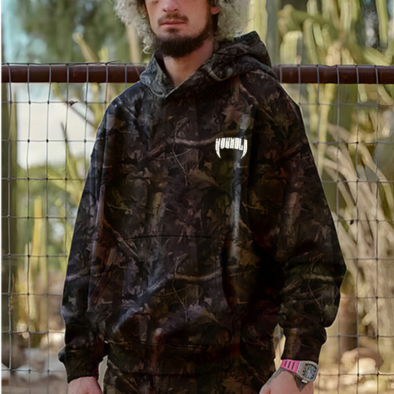 Youngla Men's Camouflage Pullover Hoodie Loose Sweatshirt Gym Running Training Clothes Sports Tops Trendy