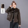 翻领pu冬季加厚皮衣