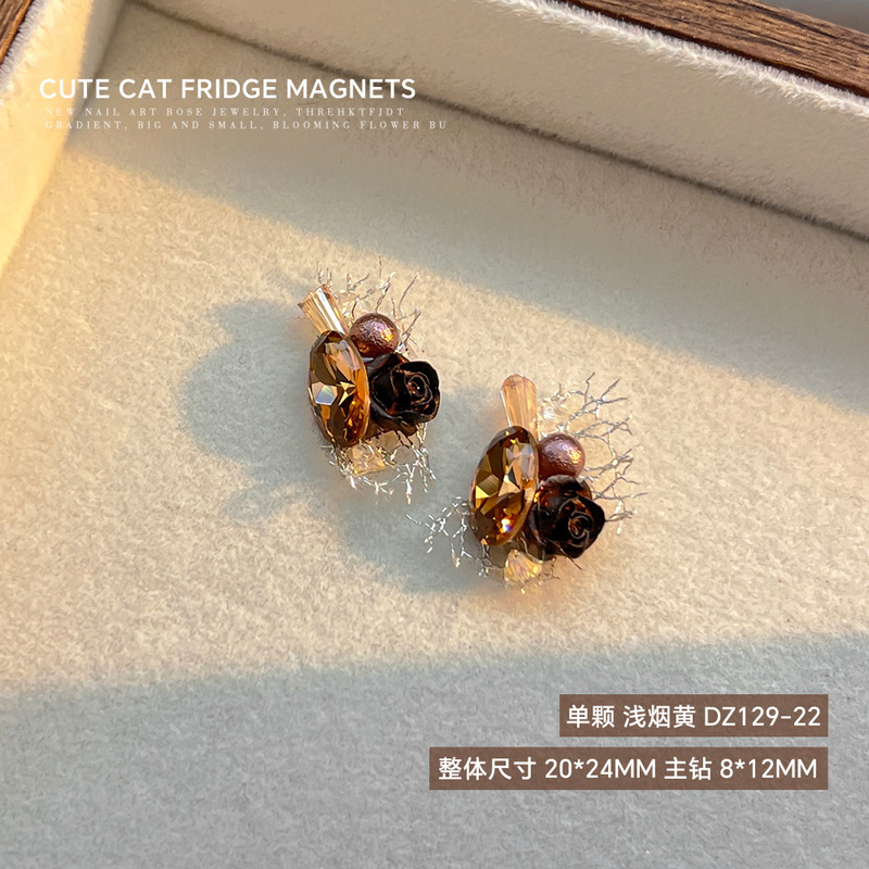 K9高品美甲堆钻饰品网红爆款透明长直角肥方爱心山茶花美甲堆钻球|undefined