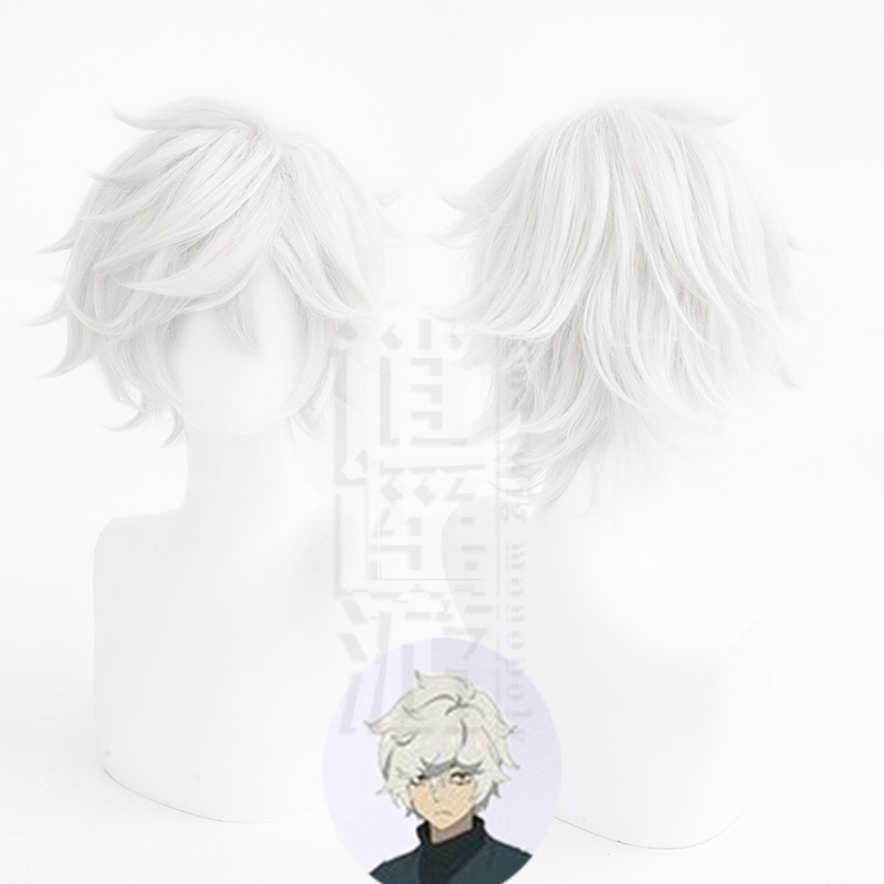 Xiaoyao Hell Le Thrushcross Pill cos Wig White Short Fried Hair Strike Anime cosplay Wig