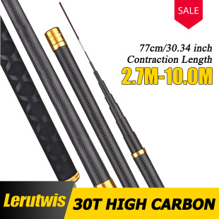 Cross-Border 2.7m - 10m Carbon Carp and Crucian Carp Fishing Rod, Ultra-Light, Ultra-Hard Short-Section Stream Rod, Fishing Rod, 28-Tune