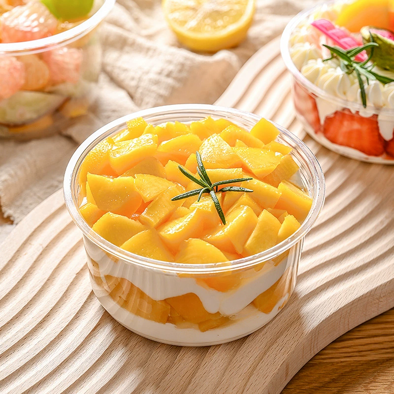 Одноразовый прозрачный салатник круглый ПЭТ пудинг чашки выпечки торт Кубок льда порошок черепаха желе упаковки чаша йогурт чаша