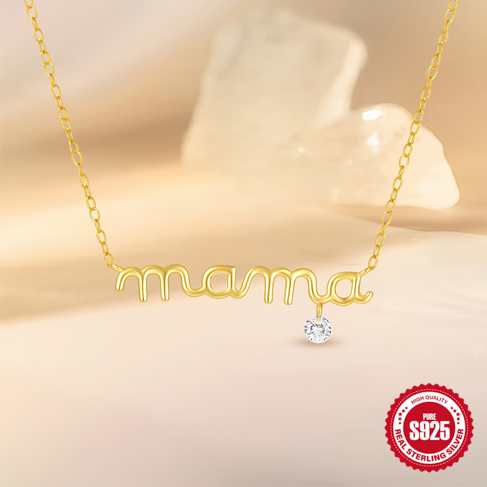 925 Sterling Silver Material 925 Sterling Silver Geometric Letter Pendant Necklace