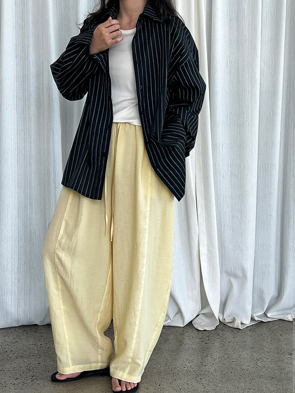 鹿西弛緩感高腰広脚カジュアルパンツ女性夏の新型怠惰な風がゆるんで痩せた鎌パンツ1891|undefined