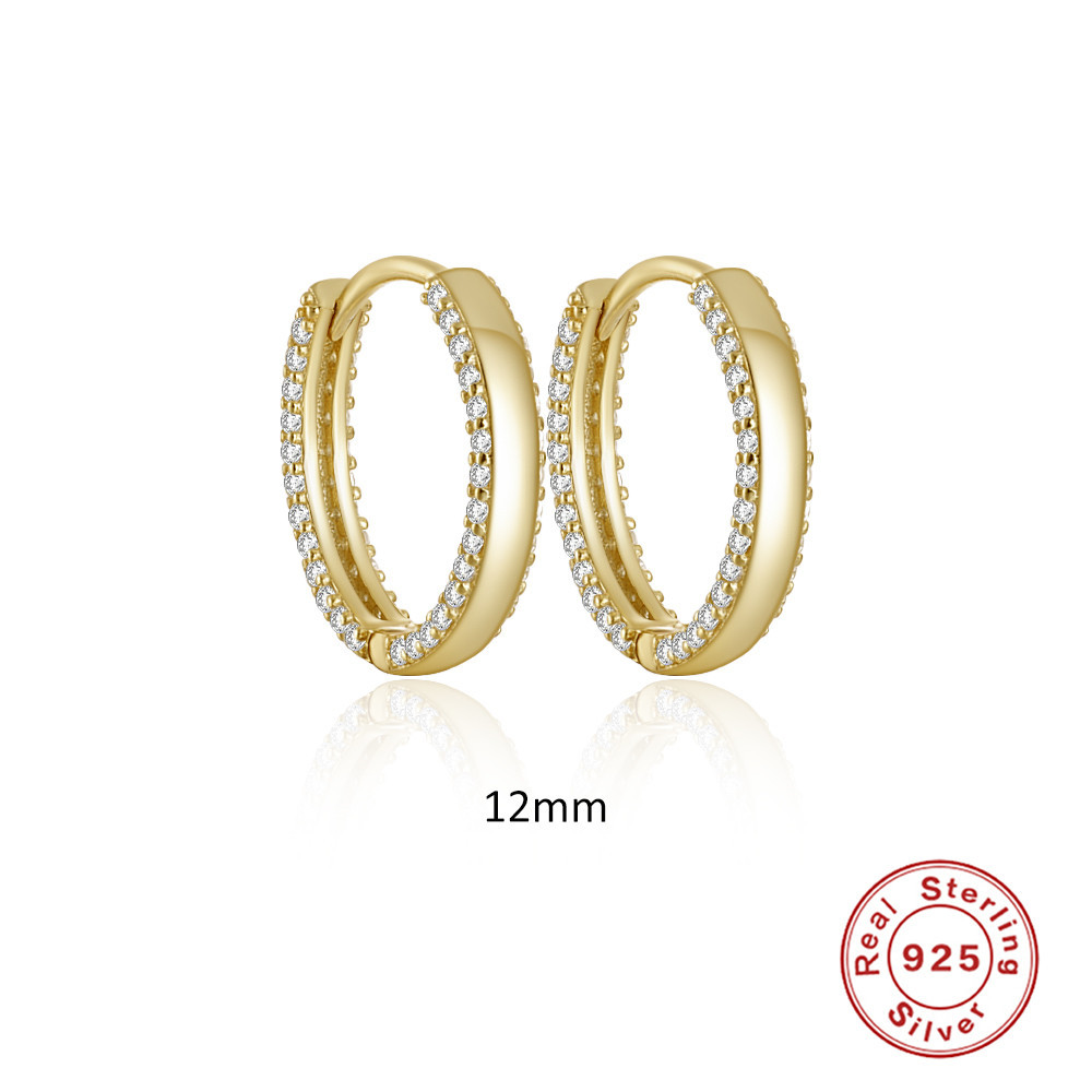 1 Paire Style Simple Ronde En Argent Sterling Incrustation Zircon Boucles D'oreilles display picture 6