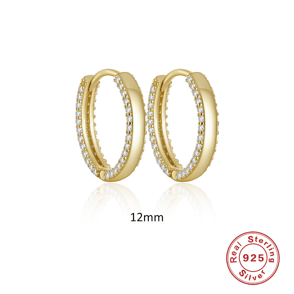 Inlay Design 1 Pair 925 Sterling Silver Zircon Round Earrings