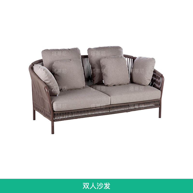 Sofá de exterior para villa, patio, terraza, sala de estar, muebles de ratán para jardín, balcón, conjunto de sofá y mesa de café