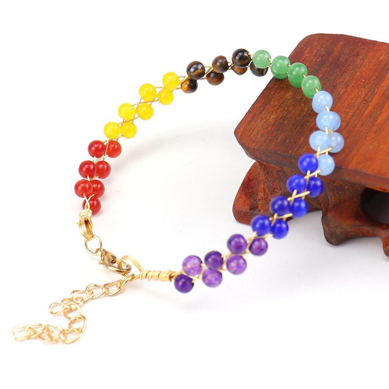 Simple Style Round Agate Beaded Bracelets 1 Piece