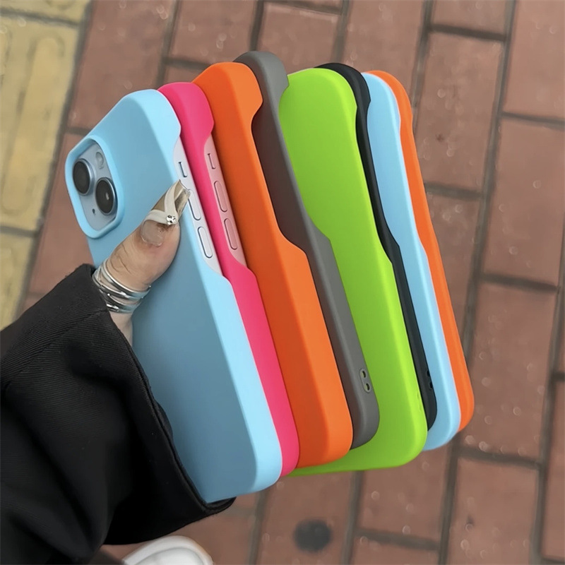 For Apple 15 Borderless Phone Case iPhone16 Frosted Soft Silicone Protective Case for 14pro Half Pack Ultra-thin