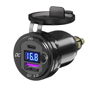 Suitable for BMW Ducati European gauge plug motorcycle USB mobile phone charger QC3.0 with voltmeter display