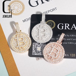 Europe and the United States cross-border personality pendant s925 silver set moissanite bitcoin hip-hop jewelry can be matched with tennis chain GRA