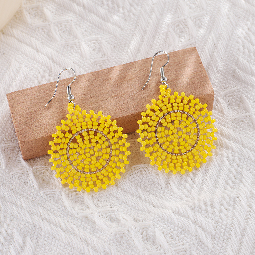 22g Weight Steel, Iron Ear Needle Material Drop Earrings Classification 1 Pair Quantity Holiday, Daily Occasion Seed Bead Material Geometric Pattern Women's Gender Beaded Design Bohemian Style 1 Pair Bohemian Geometric Beaded Seed Bead Drop Earrings 3