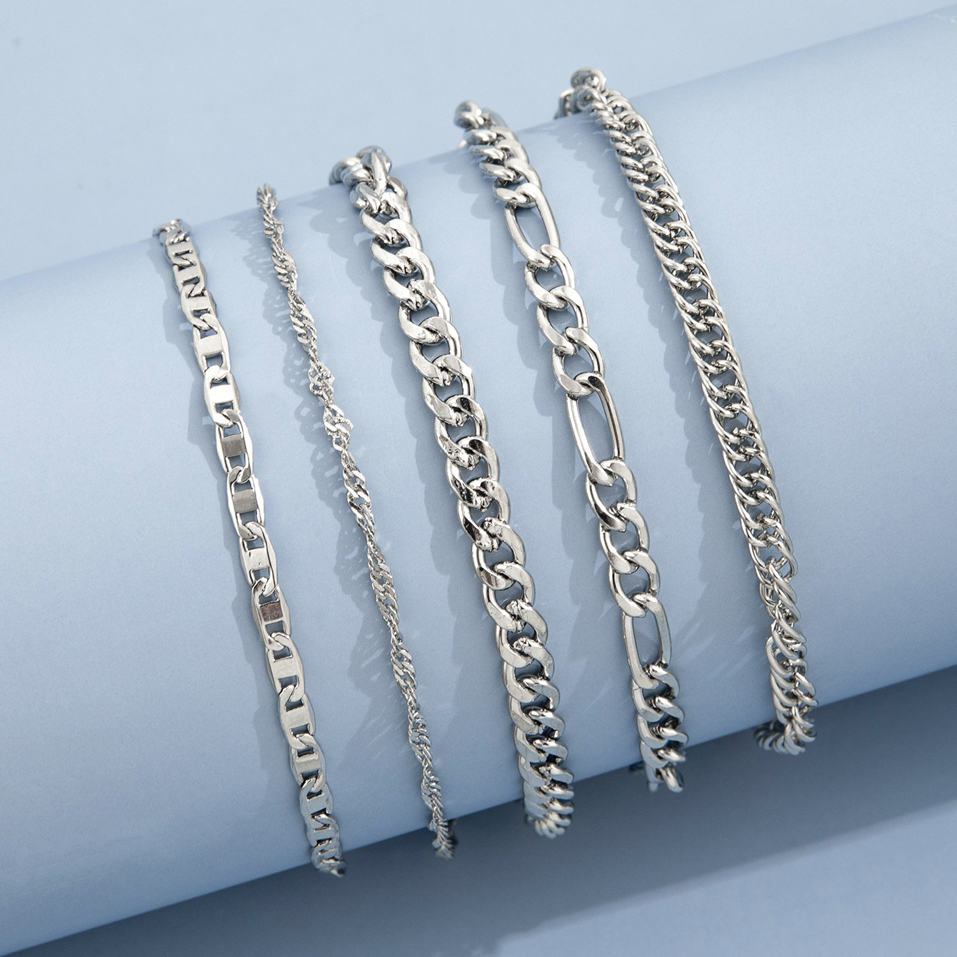 wholesale jewelry simple thick snake chain anklet five-piece set nihaojewelry