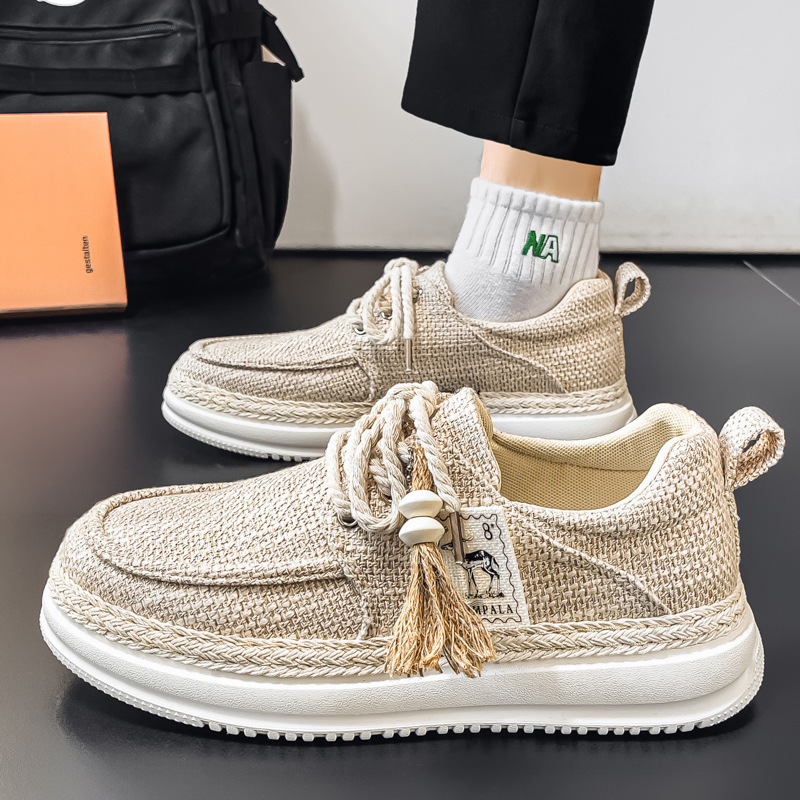 Men's Shoes Spring and Summer Retro Casual Sports Shoes Men's New Outdoor Low-Top Thick-Soled Trendy Fashion Straw Sneakers Men's Shoes Spring and Summer Retro Casual Sports Shoes Men's New Outdoor Low-Top Thick-Soled Trendy Fashion Straw Sneakers