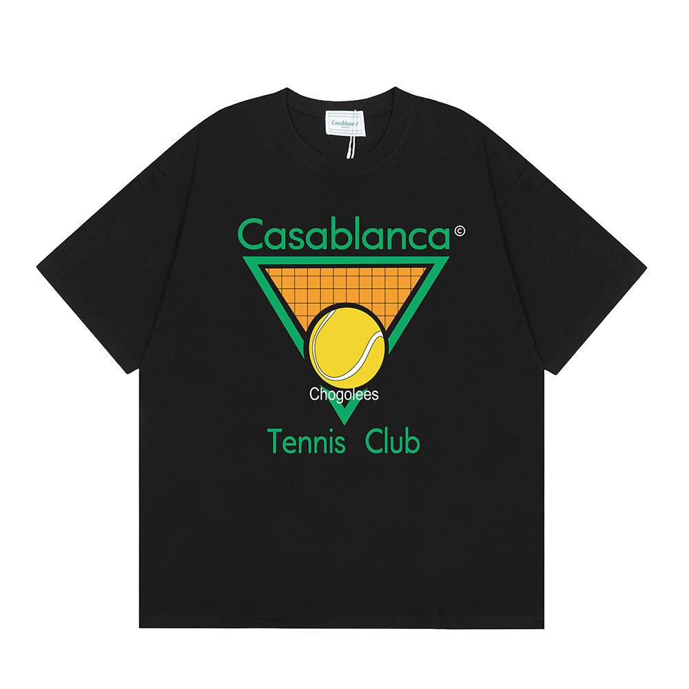 Transfronterizo 2024 primavera y verano nuevo estilo Casablanca Casablanca LOGO estampado hombres y mujeres camiseta suelta de manga corta
