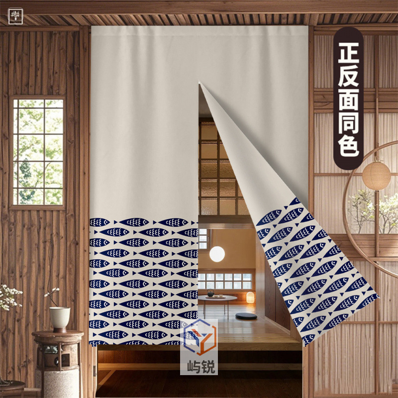 Japanese-style double-sided door curtain, home bedroom half curtain, bathroom and kitchen oil-proof partition curtain, decorative curtain
