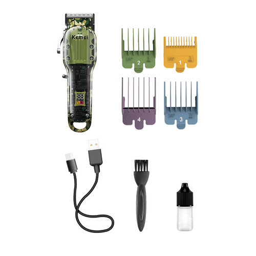 Hair clipper Kemei transparent body drop-resistant KM-1926 lithium battery LED LCD digital display USB electric hair clipper