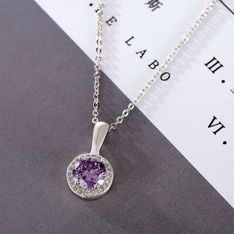 풀 다이아몬드 라운드 펜던트 퍼플 다이아몬드(체인 제외)