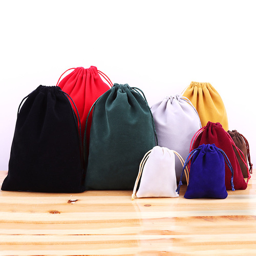 Jewelry bag with drawstring top, high-end velvet bag with gold edge and gold pocket gift, jewelry packaging bag, wholesale and customization