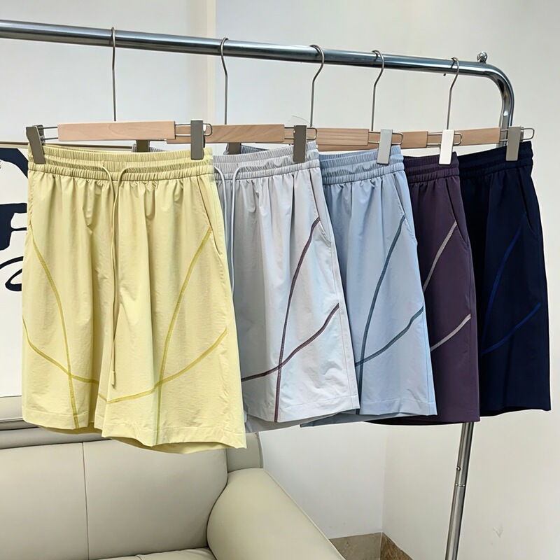 American-Style Color-Blocking Hasselblad Line Sports Shorts, Summer Trendy Quick-Dry Elastic Waist Shorts, Outdoor Loose Casual Five-Point Pants
