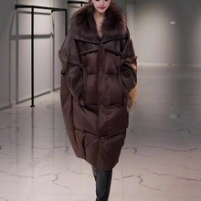 2025秋冬季新款鹅绒内胆大毛领貉子毛羽绒外套女长款时尚皮毛一体