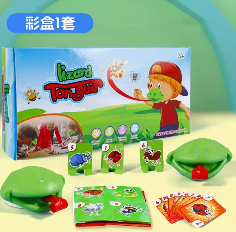 Rana transfronteriza boca lengua soplando juego de mesa de juguete para niños camaleón máscara juego educativo entre padres e hijos accesorios