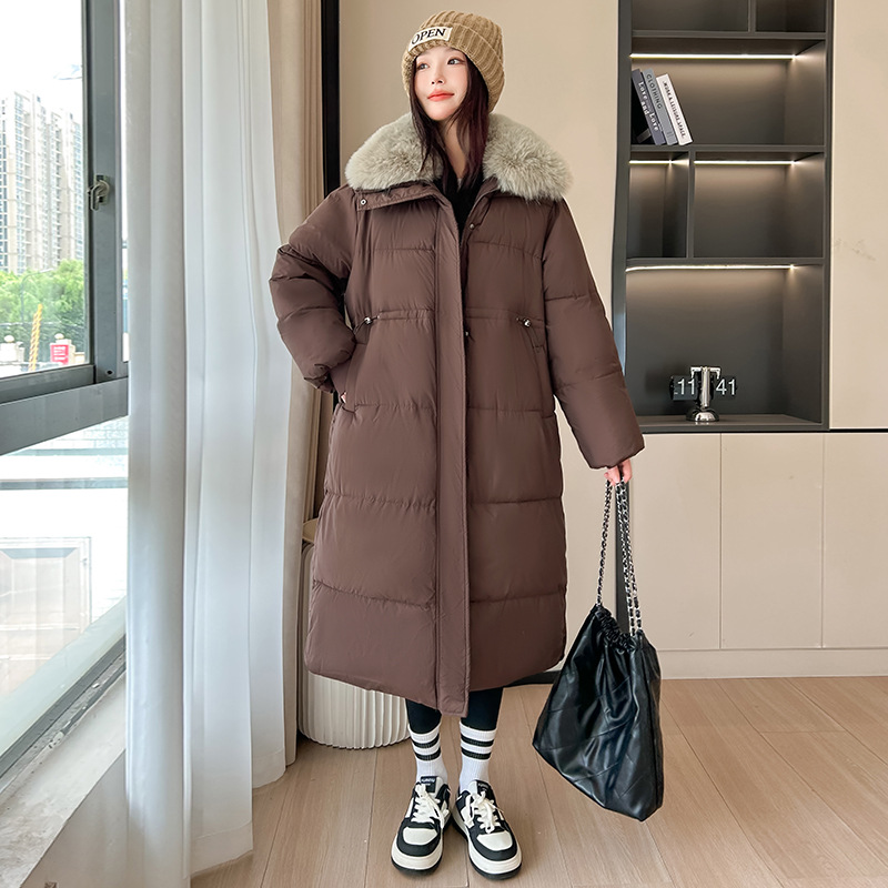 Invierno nuevo largo sobre la rodilla ropa de algodón caliente para mujeres 2025 folga gruesa chaqueta de algodón de cuello grande abrigo image 8