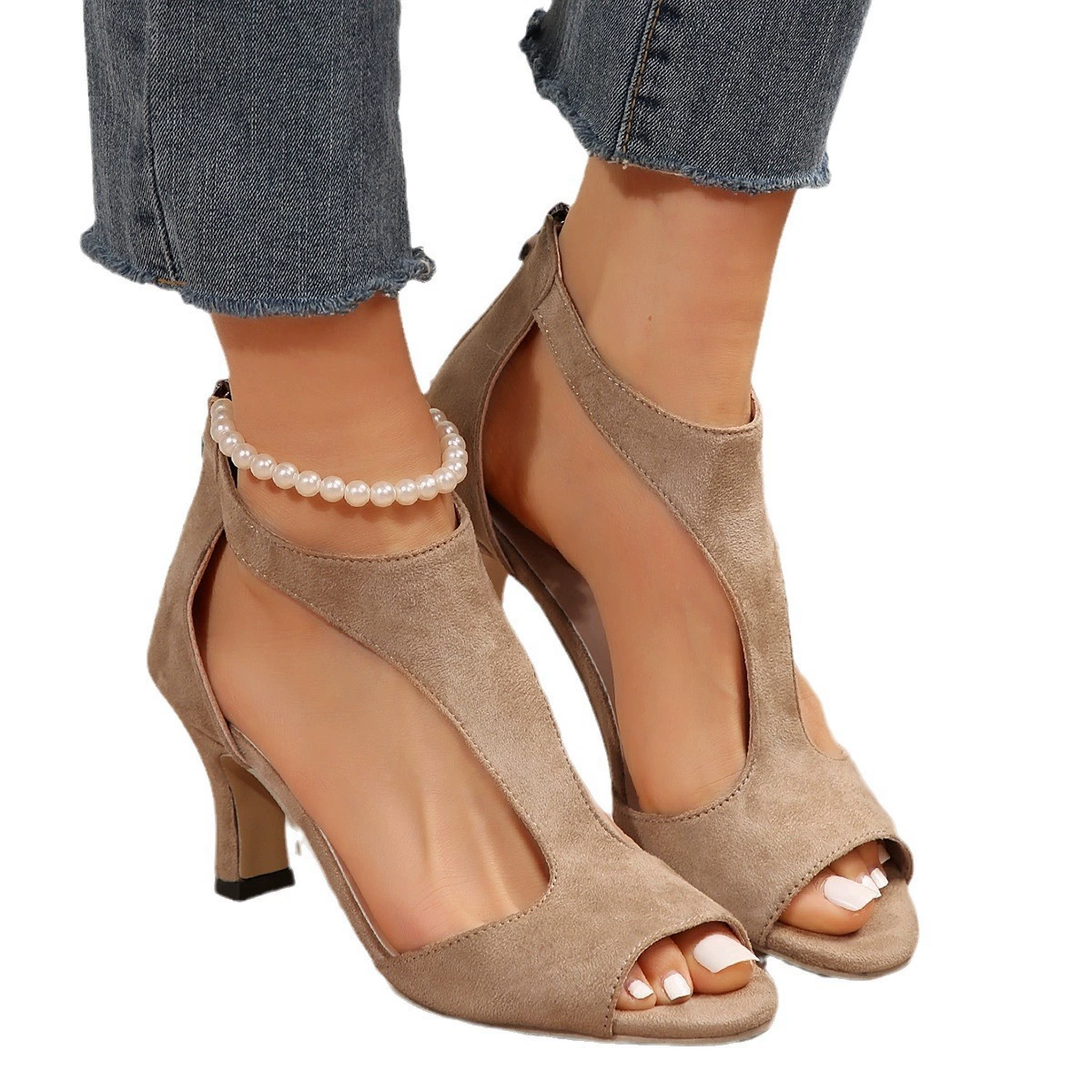Spot Foreign Trade New Film Symatic Heading Flatfish Sandals Women's High Heels Large Slap Women's Shoes