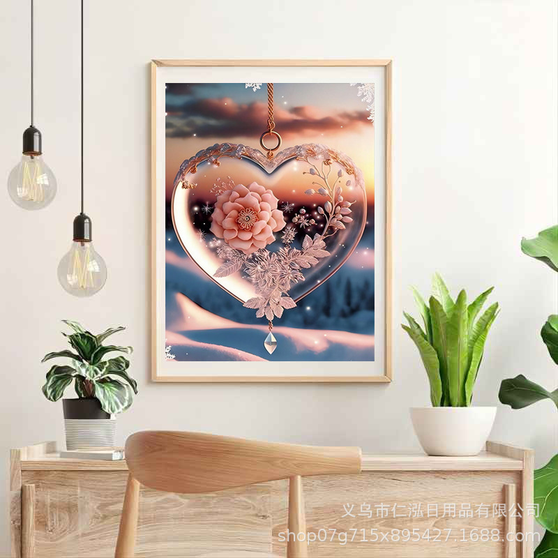 Nueva pintura diamante bricolaje Día de San Valentín conjunto romántico diamante completo ladrillo pintura Cruz puntada pintura decorativa transfronteriza fábrica al por mayor