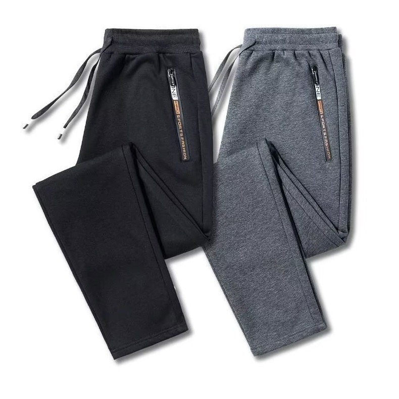 韩版潮流宽松大码运动裤时尚拉链口袋束脚裤2024秋冬休闲长裤子潮