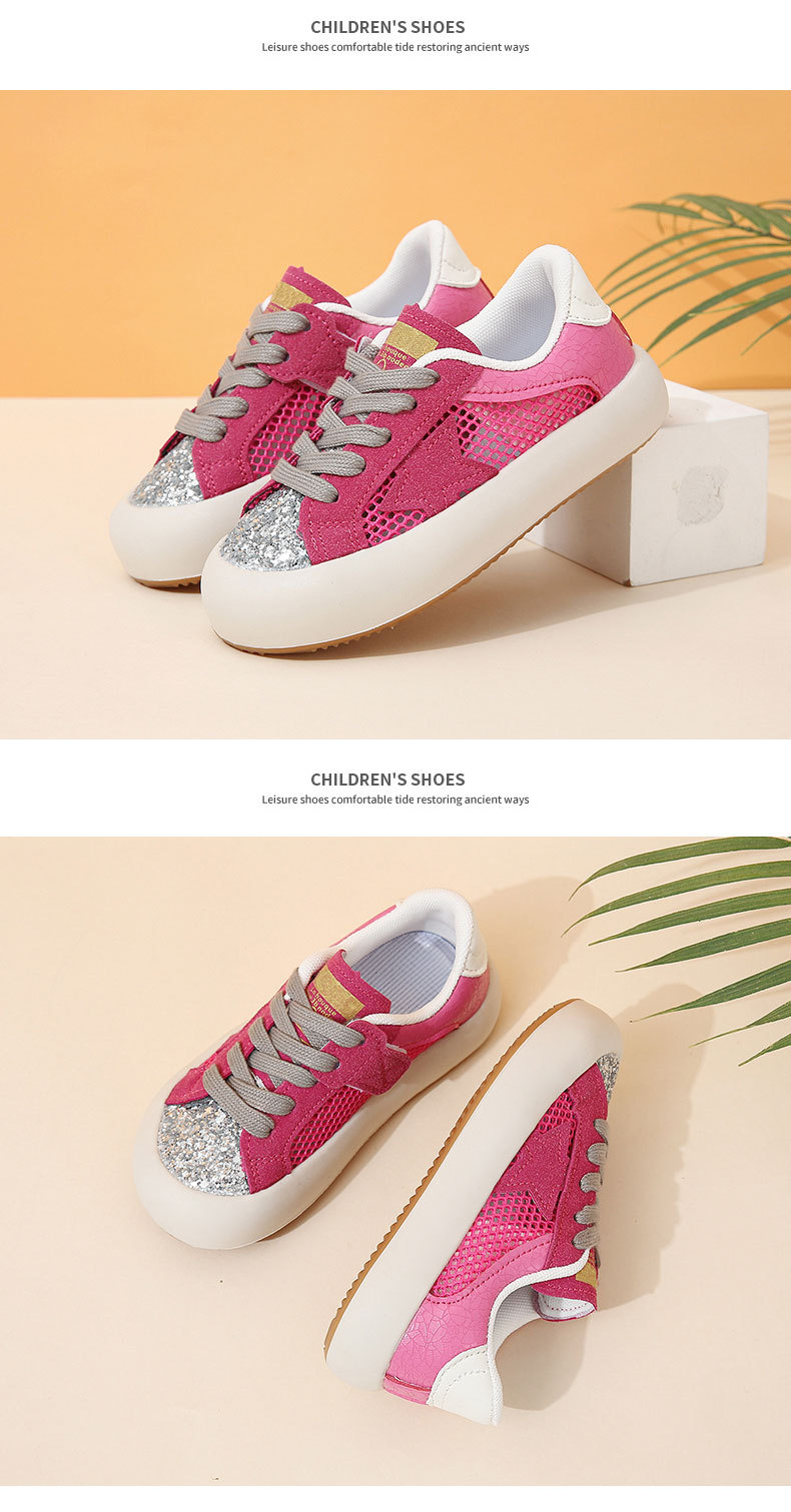 Flash star shoes Casual sports shoes for boys and girls flat non-slip small white shoes lace-up School shoes_voghion.com