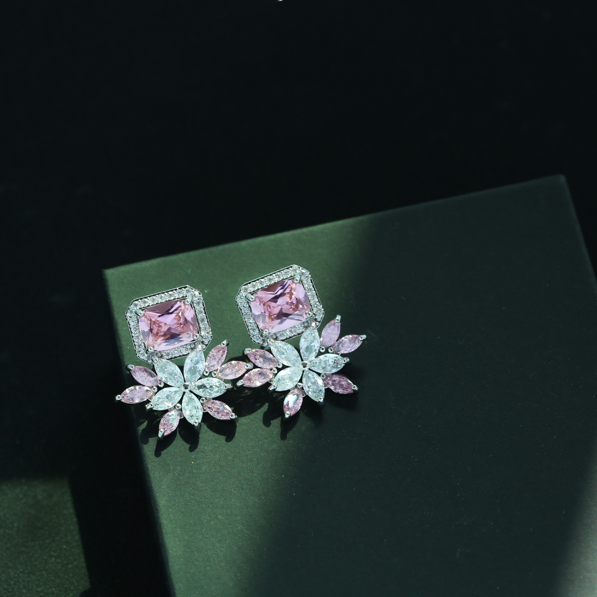 Small design elegant retro earrings with zircon