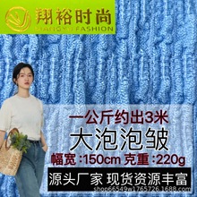 现货针织泡泡皱220g涤氨肌理乱纹时尚春季女装弹力皱皱布针织面料